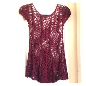 NWOT Maroon crochet top